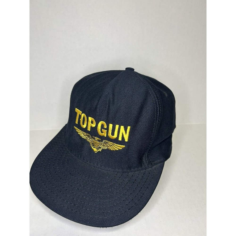 Vintage Top Gun Snapback Cap Hat Eagle Crest Brand Navy Blue Embroidery USA